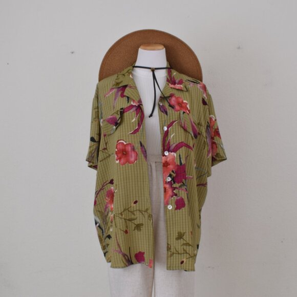 Vintage 1990s Botanical Button Down Blouse by Snug Harbor - Picture 6 of 12